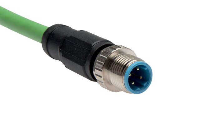 Exemplary representation: CAT.5 network cable, cable end 1: M 12 plug (straight)