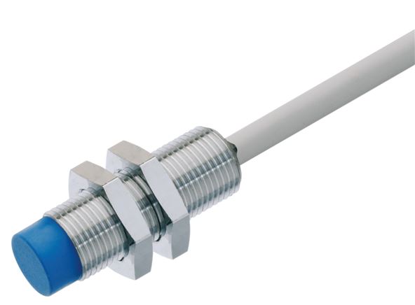 Exemplary representation: Inductive proximity switch, non-flush mountable, with cable
