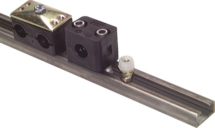 Application examples: C-support rail, light series & double pipe clamp